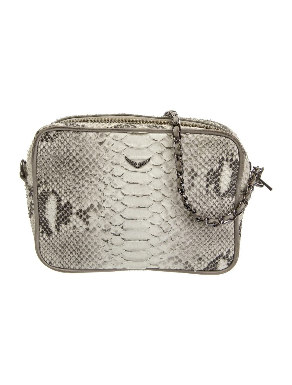 Zadig & Voltaire Embossed Animal Print Leather Chain Crossbody Bag